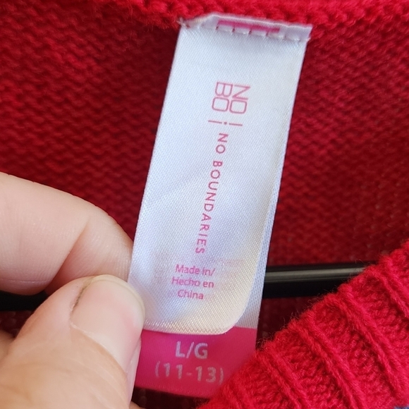 NWT No Boundaries Ho Ho Ho Santa Ugly Christmas Sweater Junior's Large 11-13 New - Picture 7 of 9